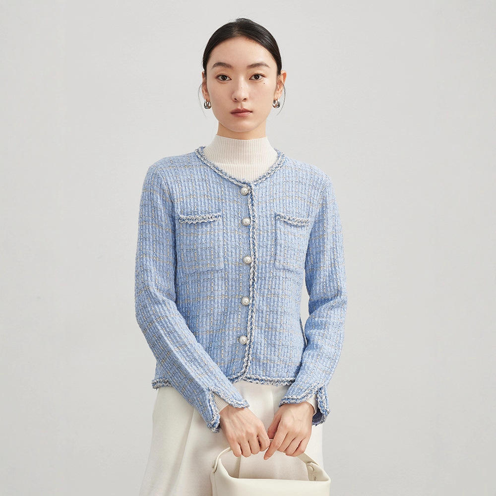 羊毛混纺开衫富家千金毛针织衫