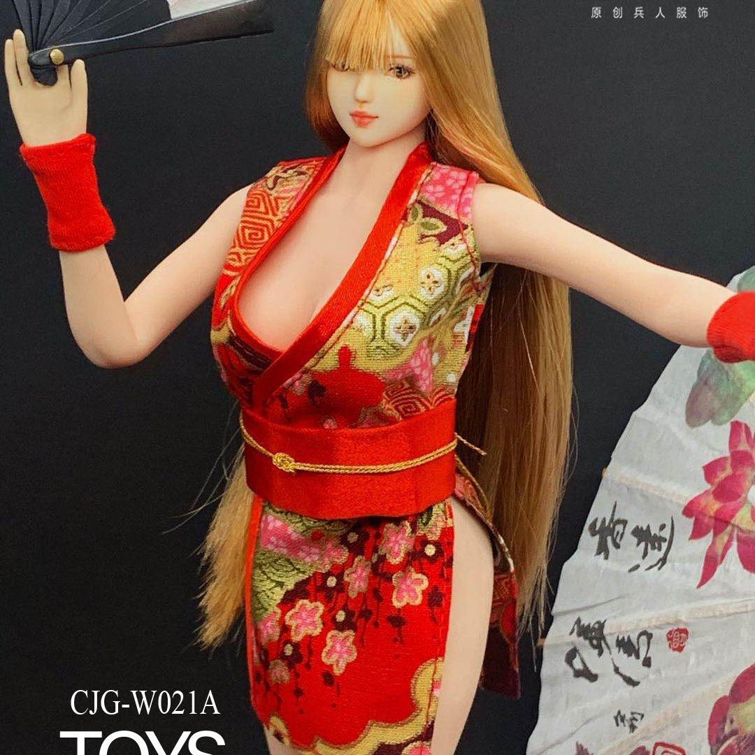 现货1/6女兵人衣服模型日式改良短款和服浴服套装含油纸伞CJG-021