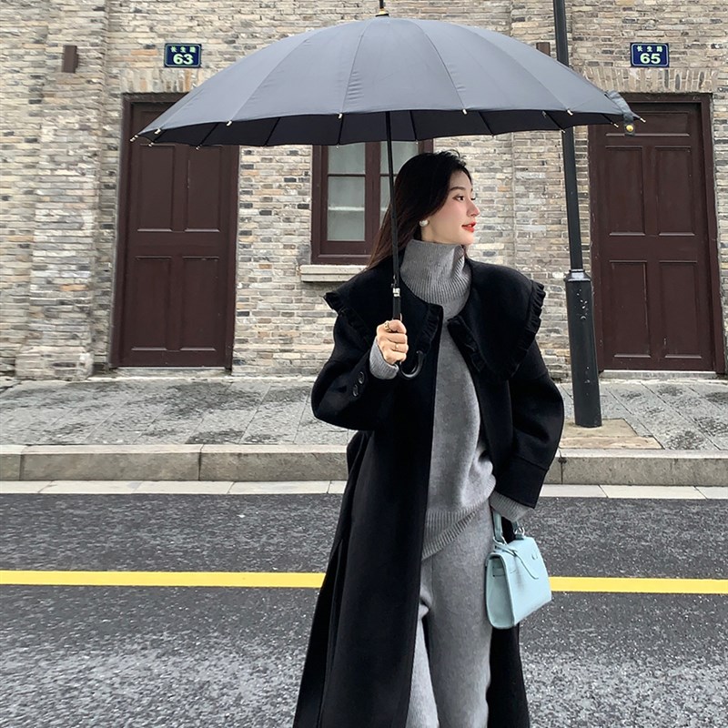 果果家 时尚套装女秋冬新款慵懒风针织阔腿裤高领毛衣内搭两件套