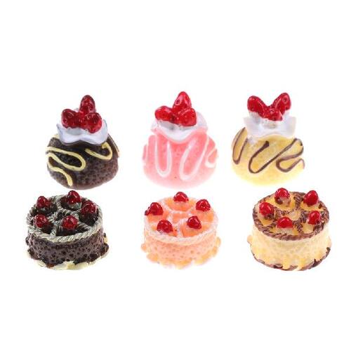 极速6Pcs/lot Fake Strawberry Cake Food Resin Flatback Flat B
