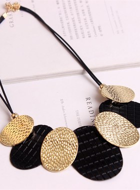 秋冬简约大气韩国时尚夸张锁骨链气质短款毛衣链配饰女衣服挂件