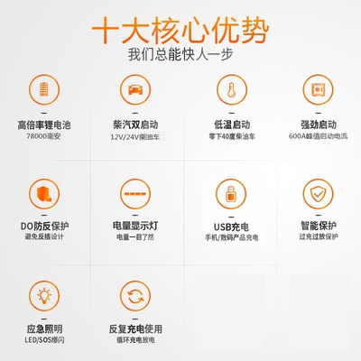 加强型汽车载应急启动电源12V24V车用多功能大功率容量货车柴油车