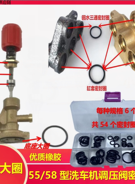 黑猫高压清洗机55/58型洗车机调压阀底座大圈O型密封圈缸套橡胶圈