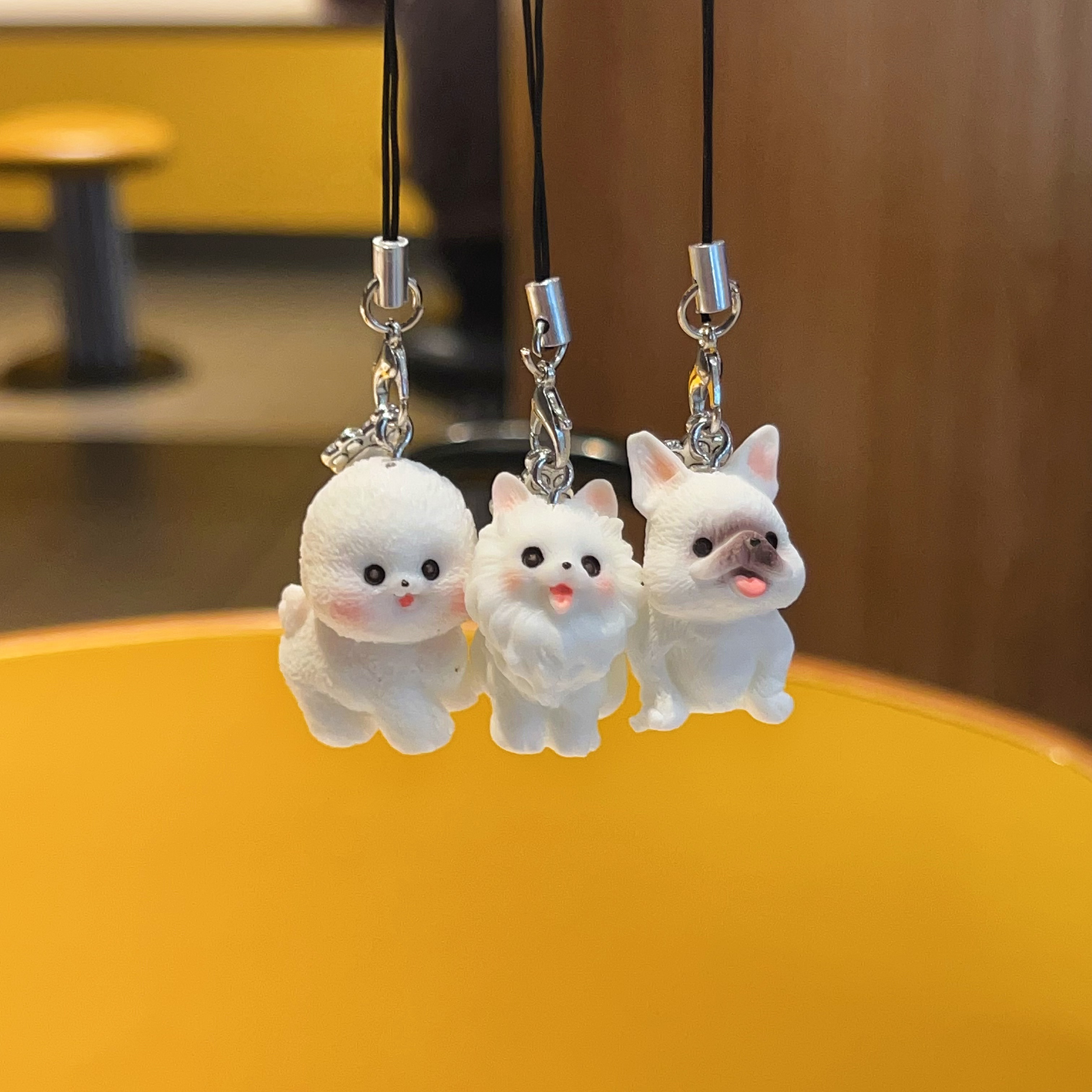 韩系ins可爱狗狗手机挂绳小比熊泰迪柴犬汽车挂件包包情侣挂饰女
