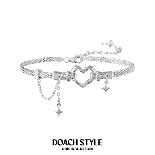 DOACH925纯银爱心链条手链女