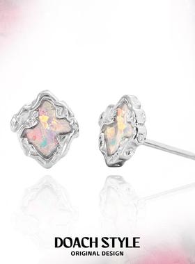 恋爱心跳幻彩纯银小耳钉小众设计纹理百搭高级感气质耳饰养耳洞女
