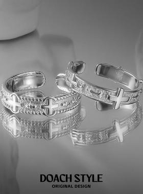 DOACH 承诺纯银十字架情侣戒指小众设计高级感食指戒时尚个性对戒