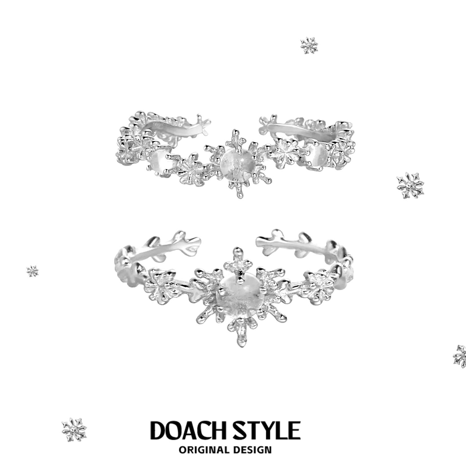 DOACH雪花纯银戒指原创小众设计