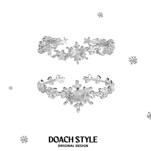 DOACH 雪花纯银戒指原创小众高级感冷淡风冬日开口食指戒不掉色