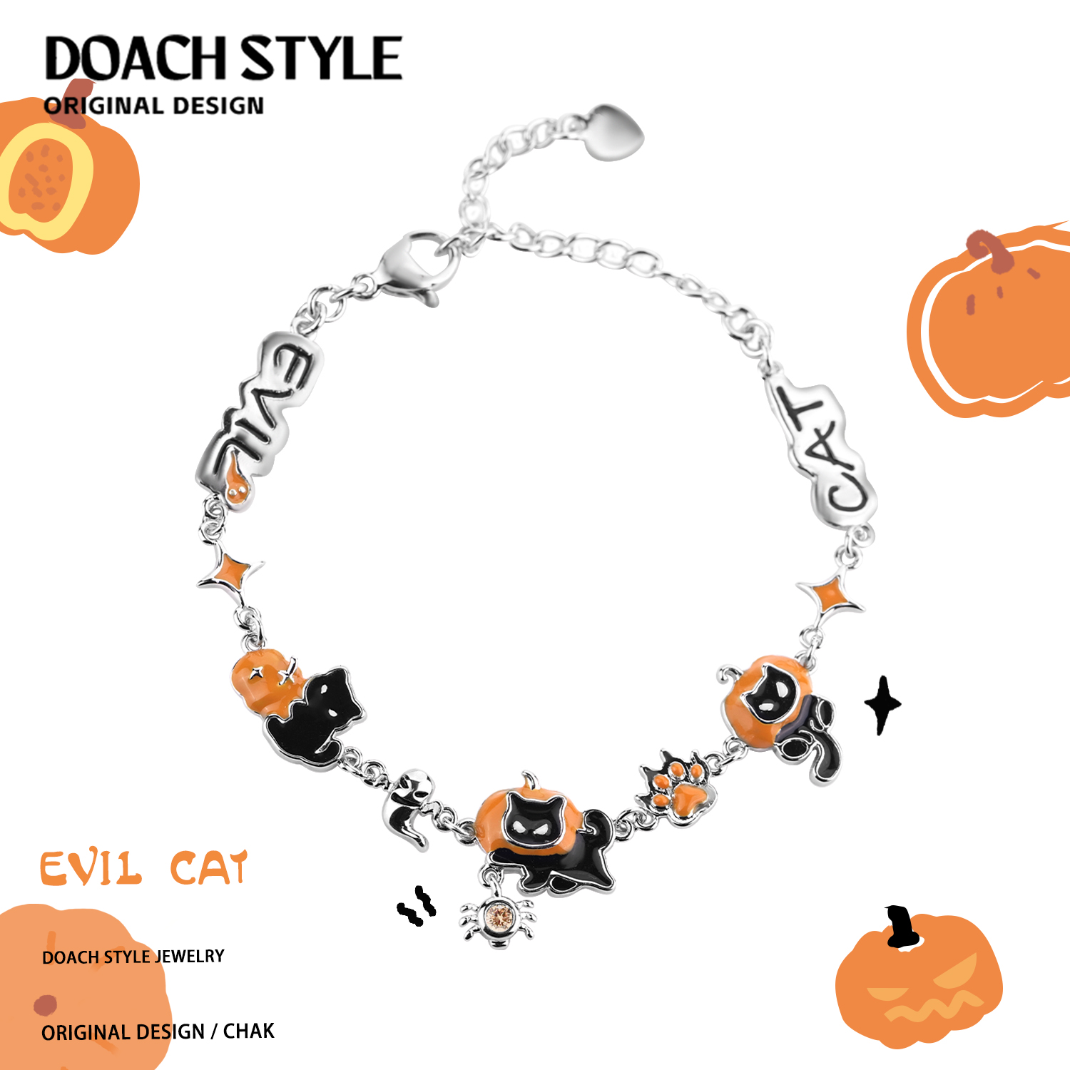 DOACH万圣节南瓜猫手链甜酷手环