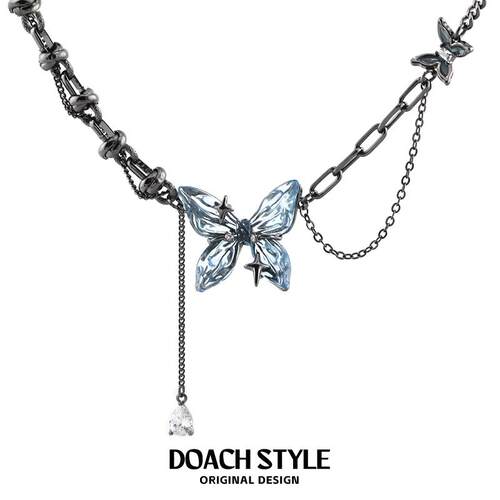 DOACH冰蓝蝴蝶清冷感气质锁骨链