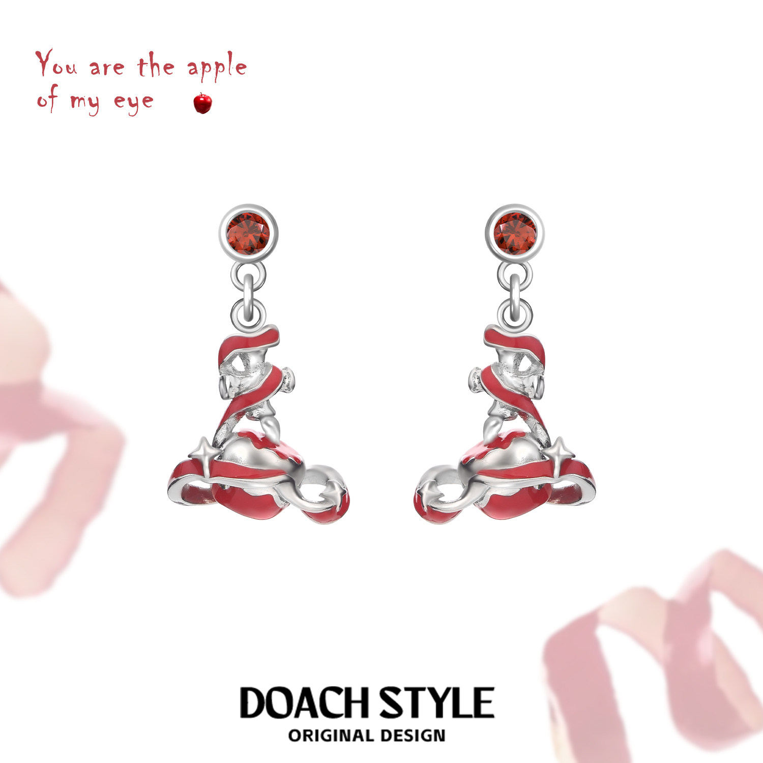 DOACH苹果土星耳环银针苹果耳钉