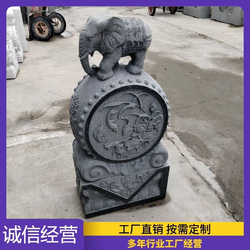 惠安石雕门墩抱鼓一对青石汉白玉