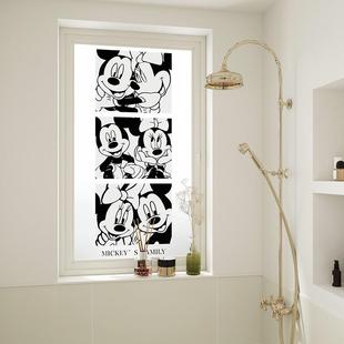 卡通米奇米妮化妆室玻璃贴膜窗户防窥防走光磨砂静电贴不透人贴纸