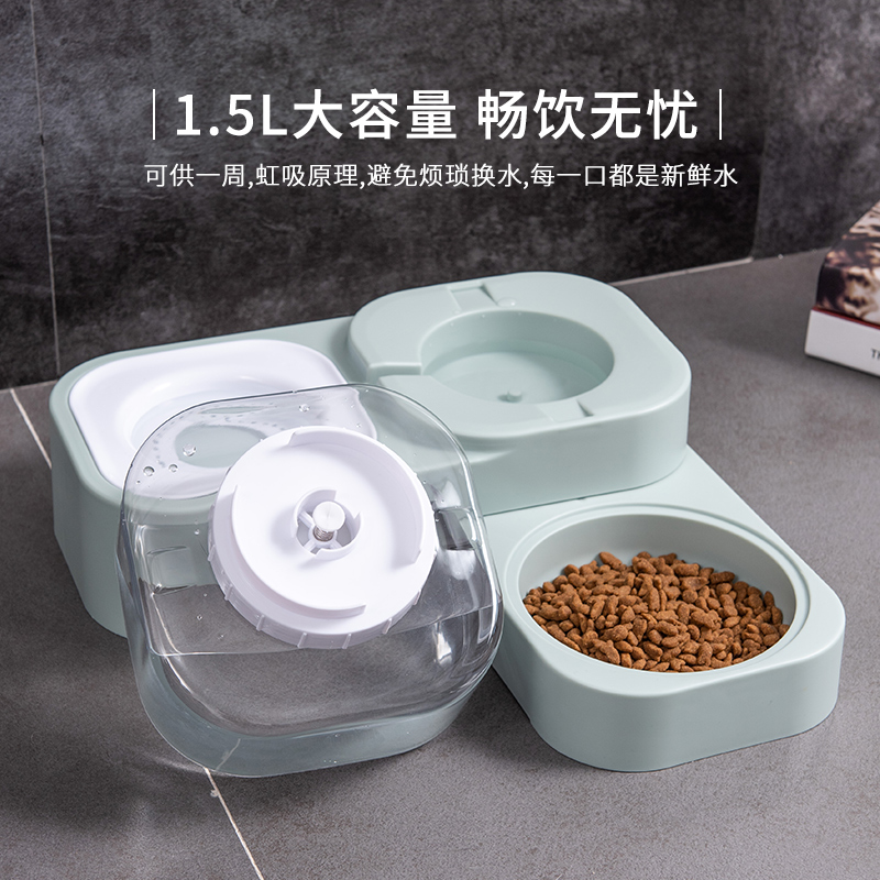 速发猫碗双碗自动饮水猫食盆防打翻猫盆猫咪用品猫饭盆喂食碗