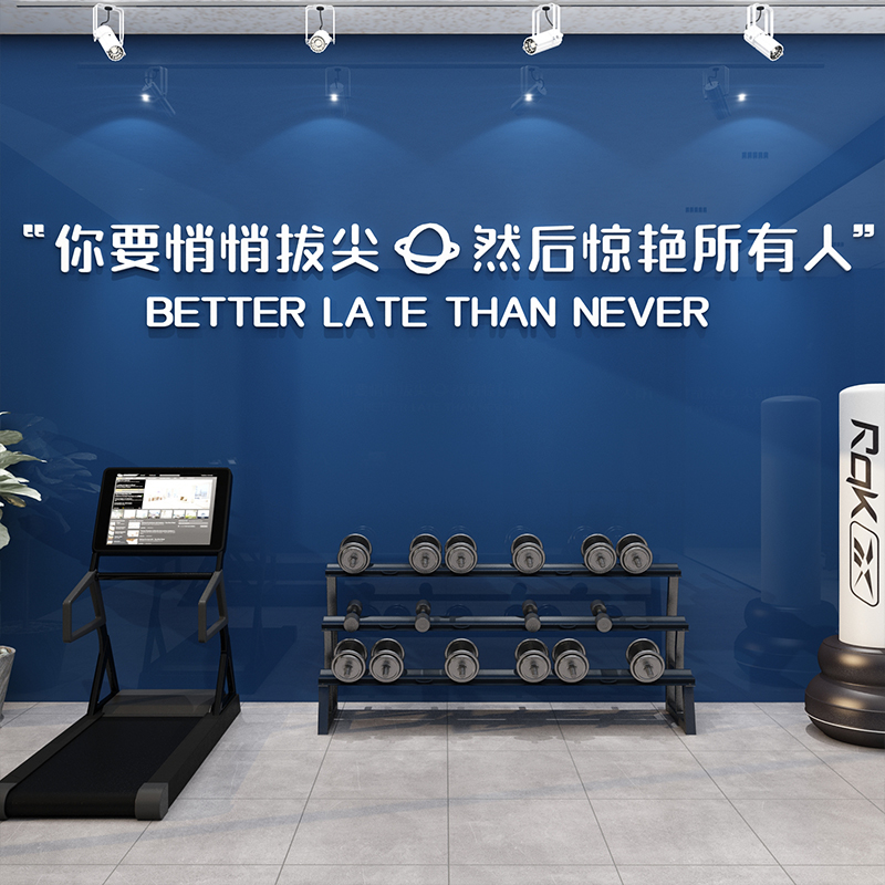 速发打造健身房墙面文化室内装饰画励志瑜伽馆体育背景玻璃贴纸画图片