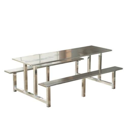 餐桌工厂员工餐厅4人6人8人加厚不锈钢连体快餐桌椅组合学校食堂