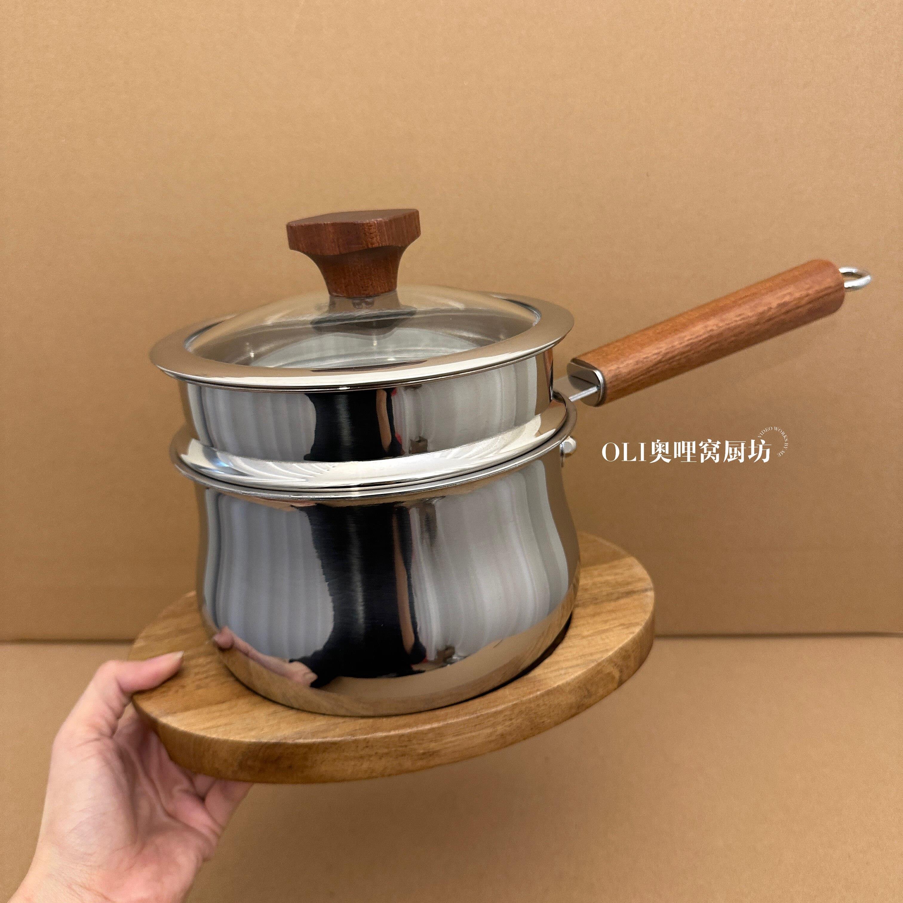 304不锈钢三层雪平锅无涂层加厚不锈钢奶锅小锅副食品蒸煮泡面汤
