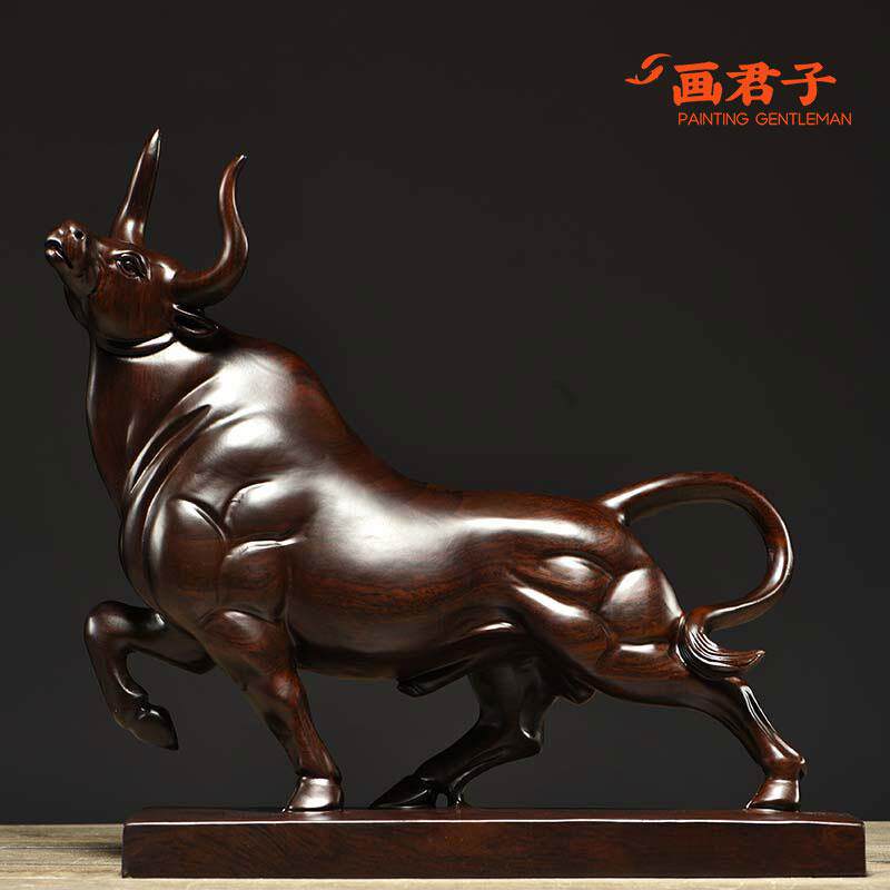 乌木雕刻中国牛饰品生肖牛雕刻红木新家公司开业工艺礼品