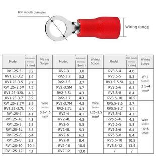 6平方 6圆形预绝缘端子O型接线端子铜鼻子铜线耳4 绝缘端子 RV5.5