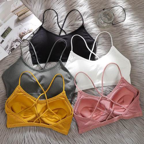 纯棉抹胸无痕美背网红爆款内衣女无钢圈吊带一体式文胸运动背心夏