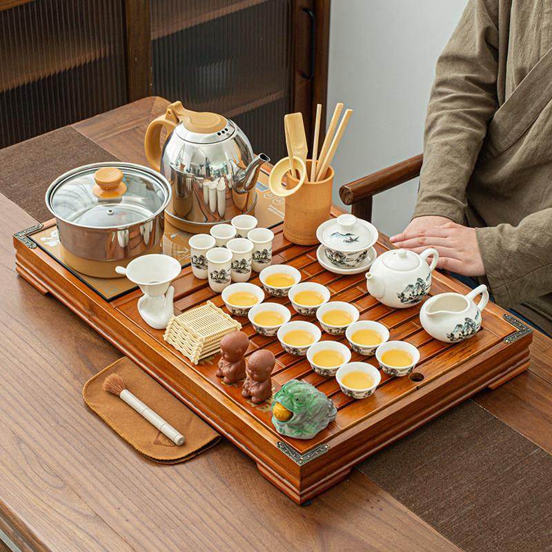 全自动一体功夫泡茶茶具套装茶盘家用办公室会客茶桌小套茶台茶道