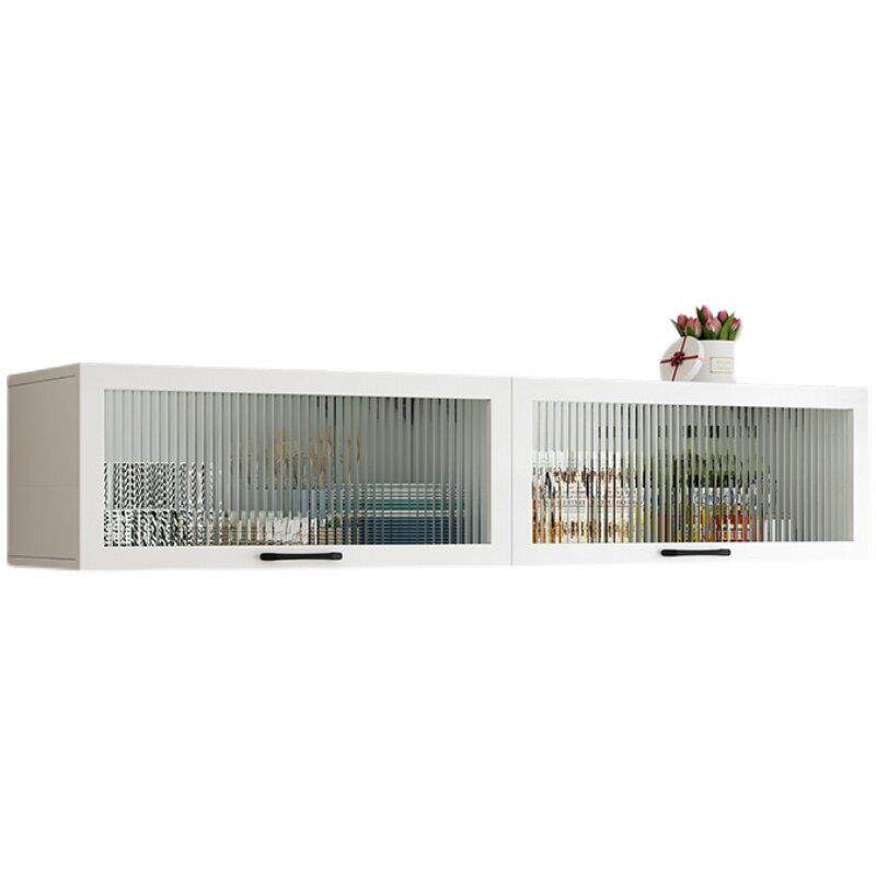 包安装厨房实木小吊柜下方置物架上翻门墙壁柜壁挂式调味品玻璃门