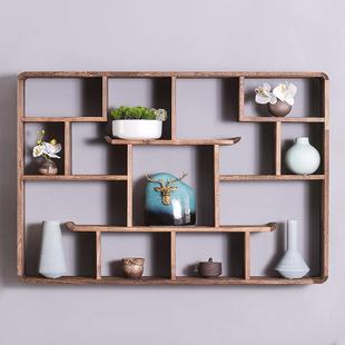 博古架实木中式茶具壁挂多宝阁墙上架子置物架挂墙式博古架摆件