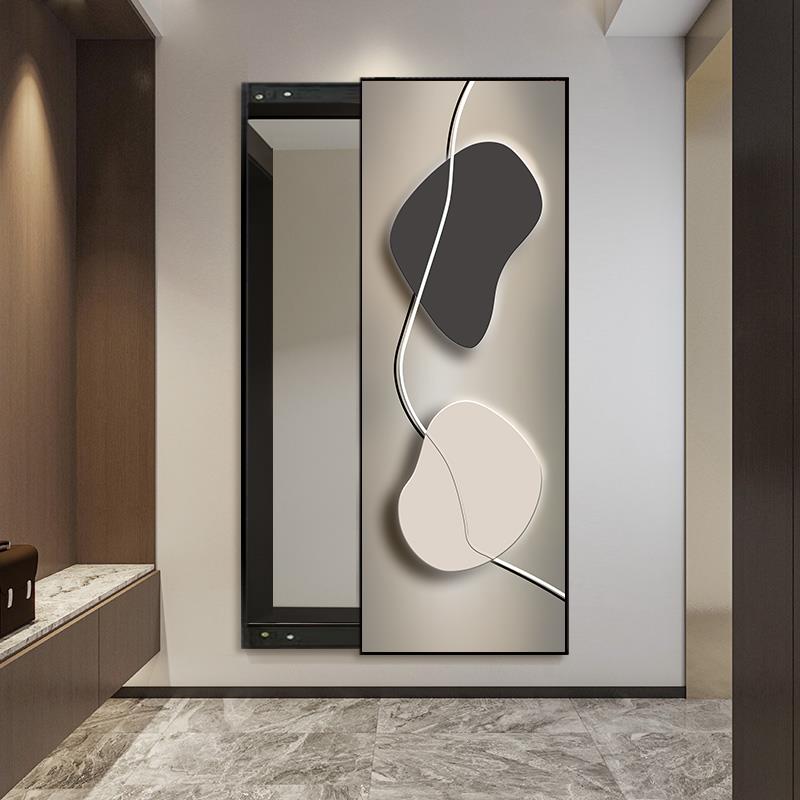 时来运转艺术隐形全身镜推拉隐藏式镜子卧室试衣镜壁挂家用穿衣镜