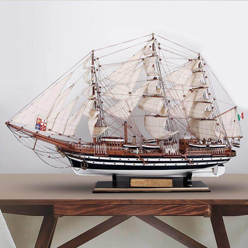 木制帆船模型人工工艺船意大利名船Weisspuch办公家具礼品
