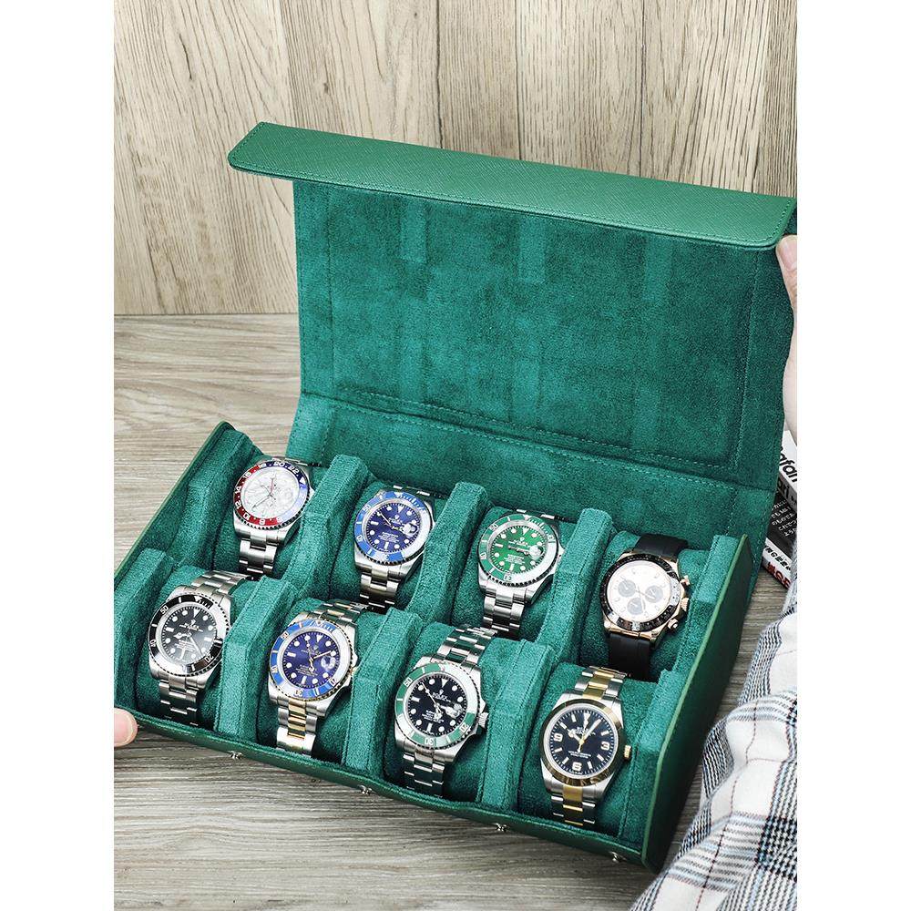十字纹牛皮八位机械表收纳盒真皮旅行便携表盒高端礼品盒