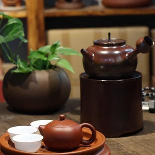 工夫茶四宝 纯手拉朱泥壶茶盘煮茶电陶炉烧水陶壶骨瓷品茗杯