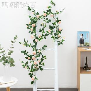 饰遮挡藤蔓植物客厅空调管道缠绕 仿真牡丹花藤玫瑰假花藤条管道装