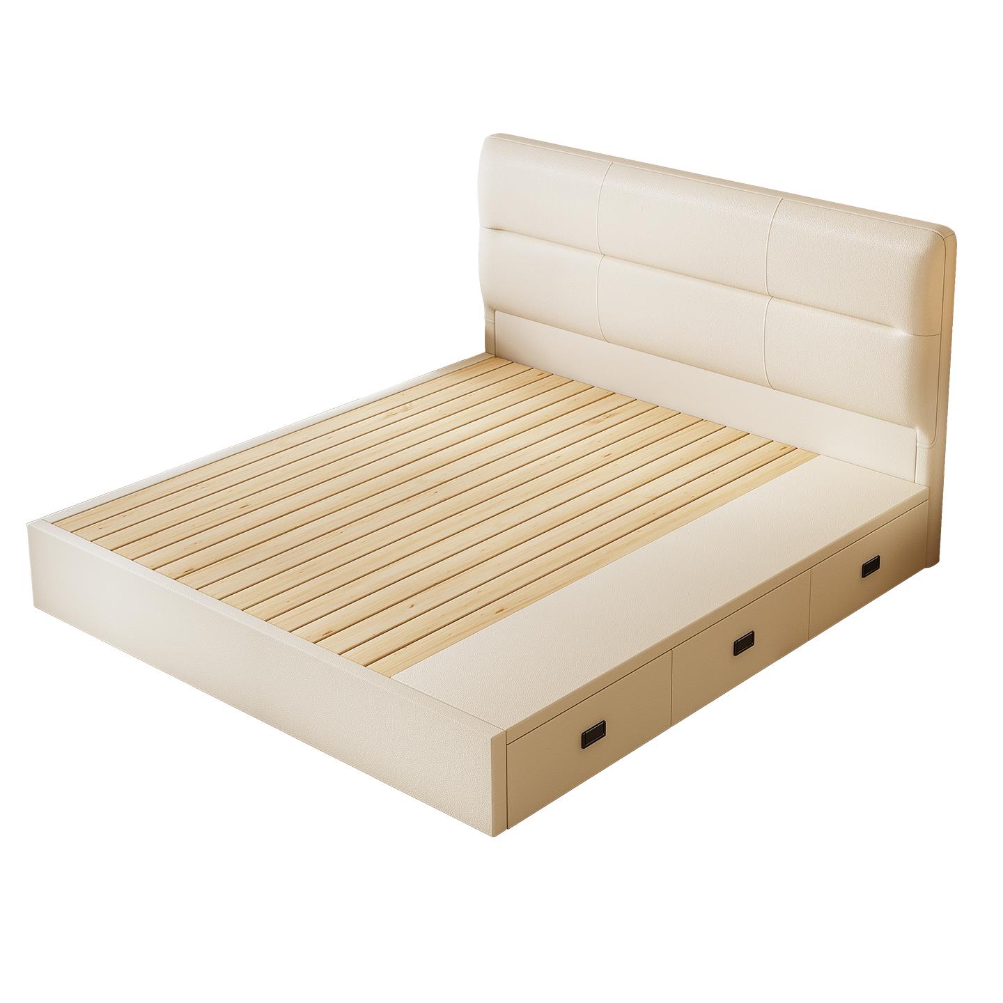 1米8储物床带抽屉收纳箱体全实木主卧双人床架薄床头小户型可定制