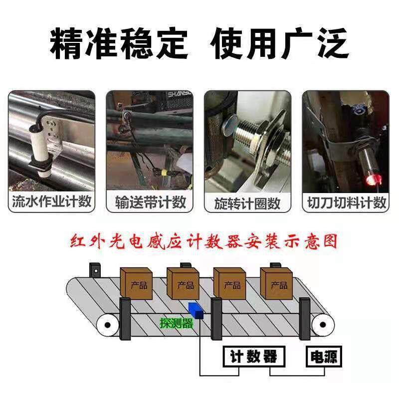 红外线计数器自动感应电子数显工业输送带流水线点数机智能记数器