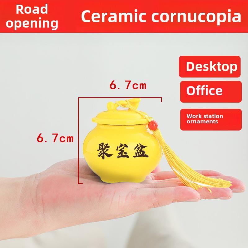 灶台西北角迷你火龙瓶黄色砾石陶瓷罐粘土黄色聚宝盆饰品招财