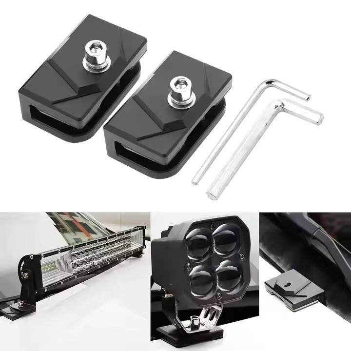 汽车射灯支架引擎盖免打孔灯座改装越野车外置LED车灯铝合金底座