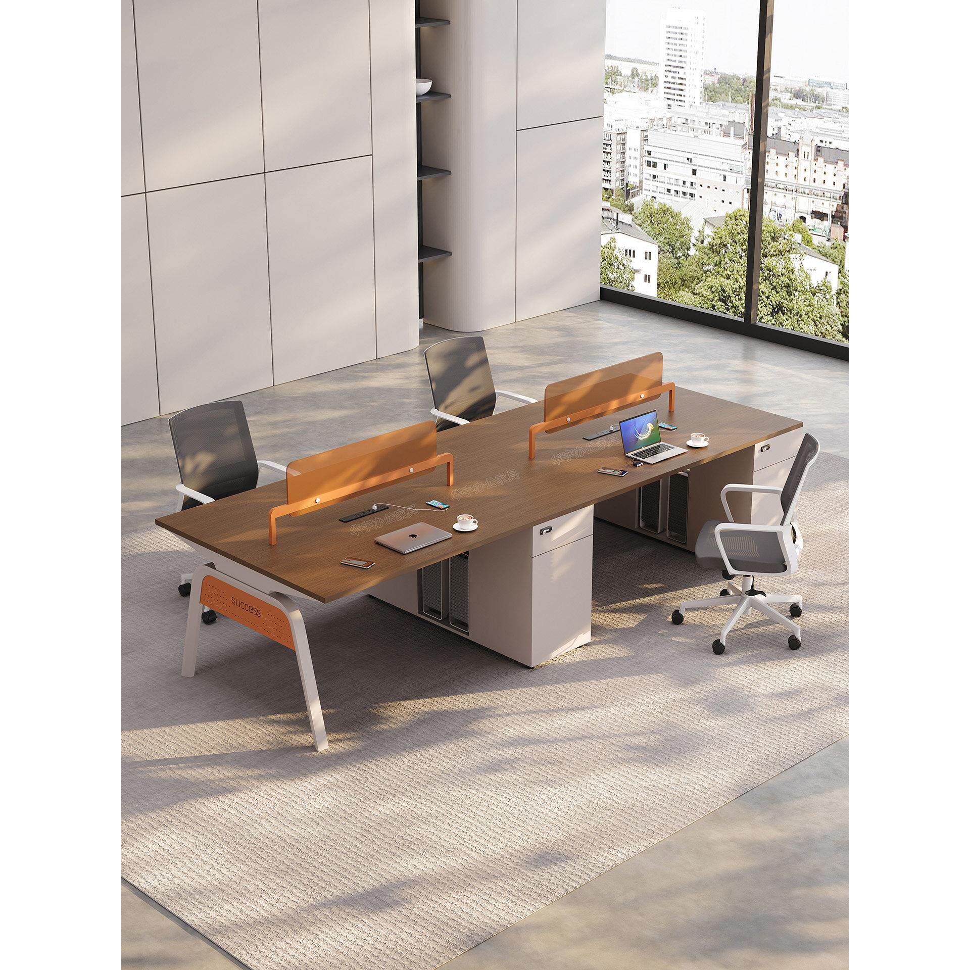 办公桌员工位四人办公室68人卡座面对面电脑办公桌椅组合简约现代