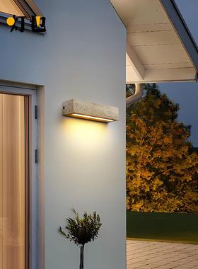 黄色石灰华户外别墅庭院阳台转角入口门牌防水壁灯Wabi-Sabi风格