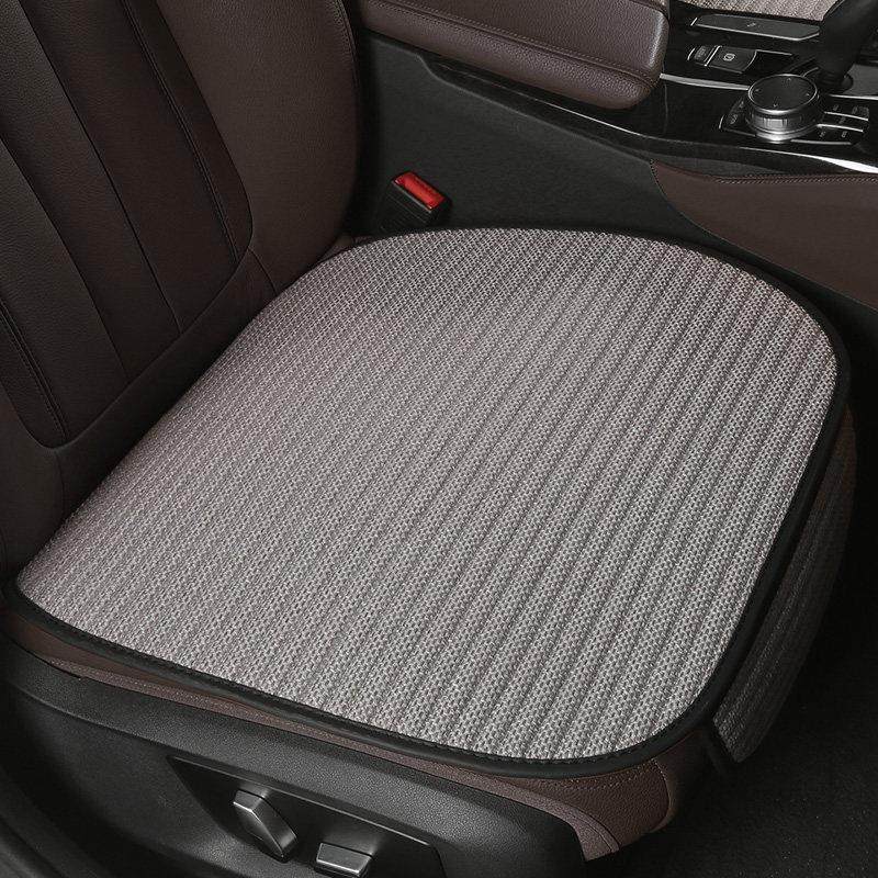 汽车坐垫棉麻半包围主驾驶单个前片无靠背后排三人座椅套四季通用