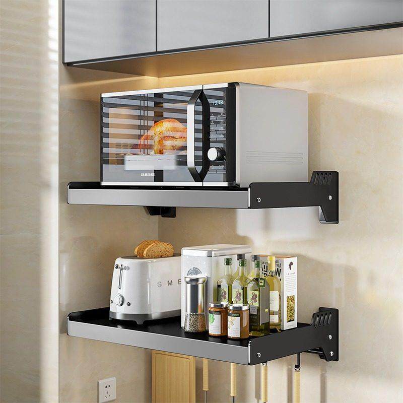 德国厨房微波炉置物架壁挂式免打孔多功能家用烤箱架子双层收纳层,厨房/烹饪用具,微波炉置物架,淘宝优惠券,粉丝福利购,淘宝优惠卷