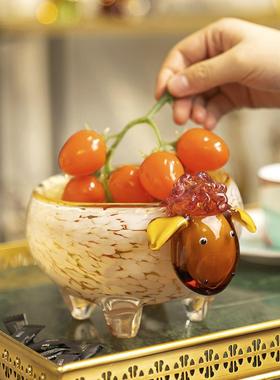 现代简约琉璃小羊收纳果盘装饰品客厅玄关茶几摆设入户钥匙置物架