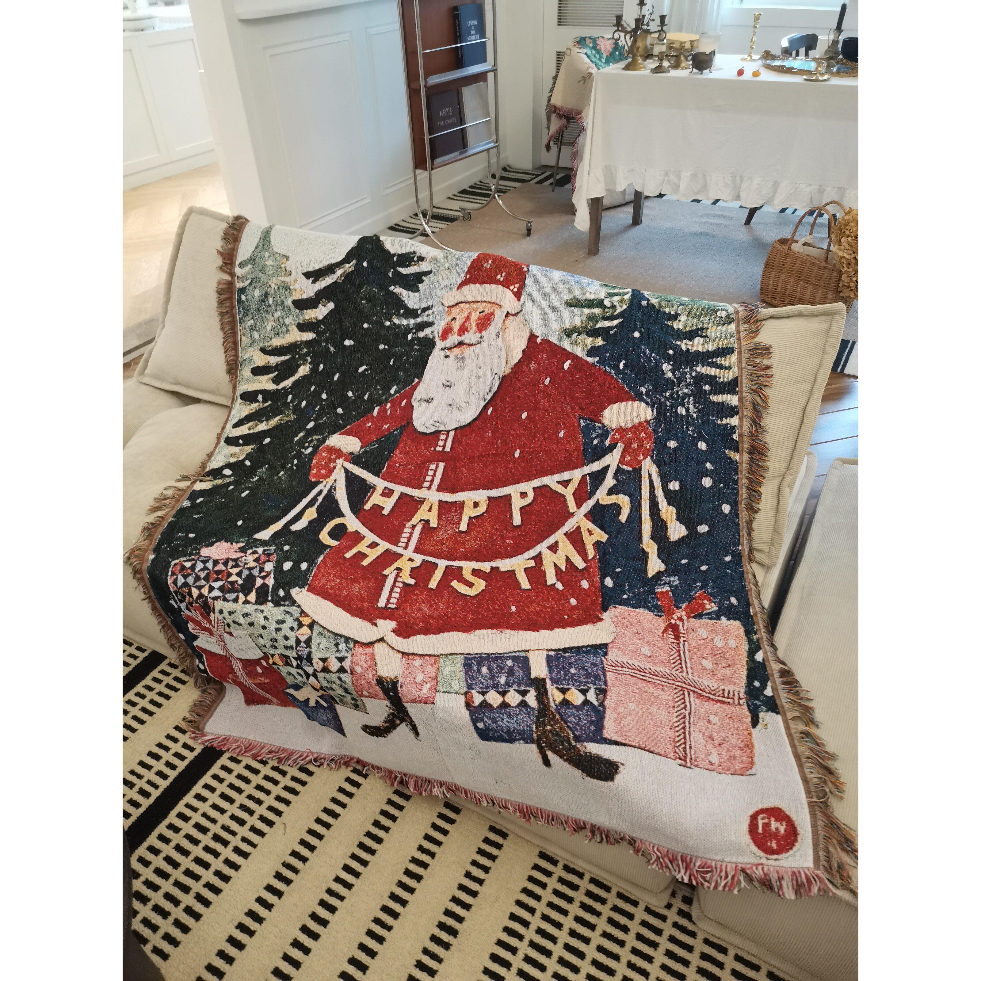Merry Christmas 圣诞老人单人沙发毯盖毯氛围装饰毯圣诞礼品毯子