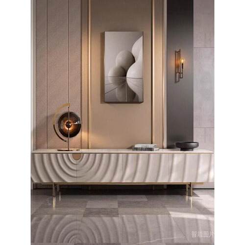 轻奢风格大理石电视柜咖啡桌套别墅客厅家居高档地板柜简单的视听