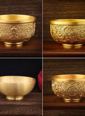 铜碗铜餐具摆件铜筷子铜勺子套装金饭碗家居家用碗摆现实