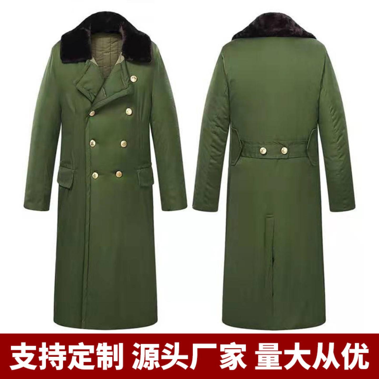 棉大衣长款男冬季加厚绿色纯棉
