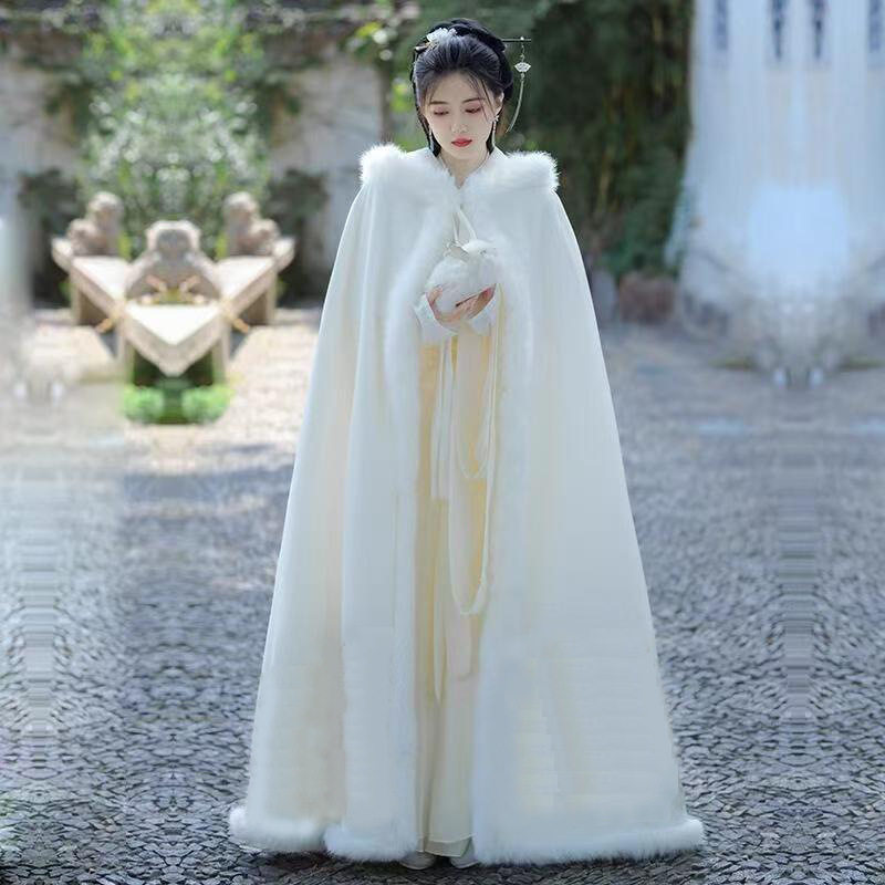 斗篷汉服女仿兔毛加绒加厚披风