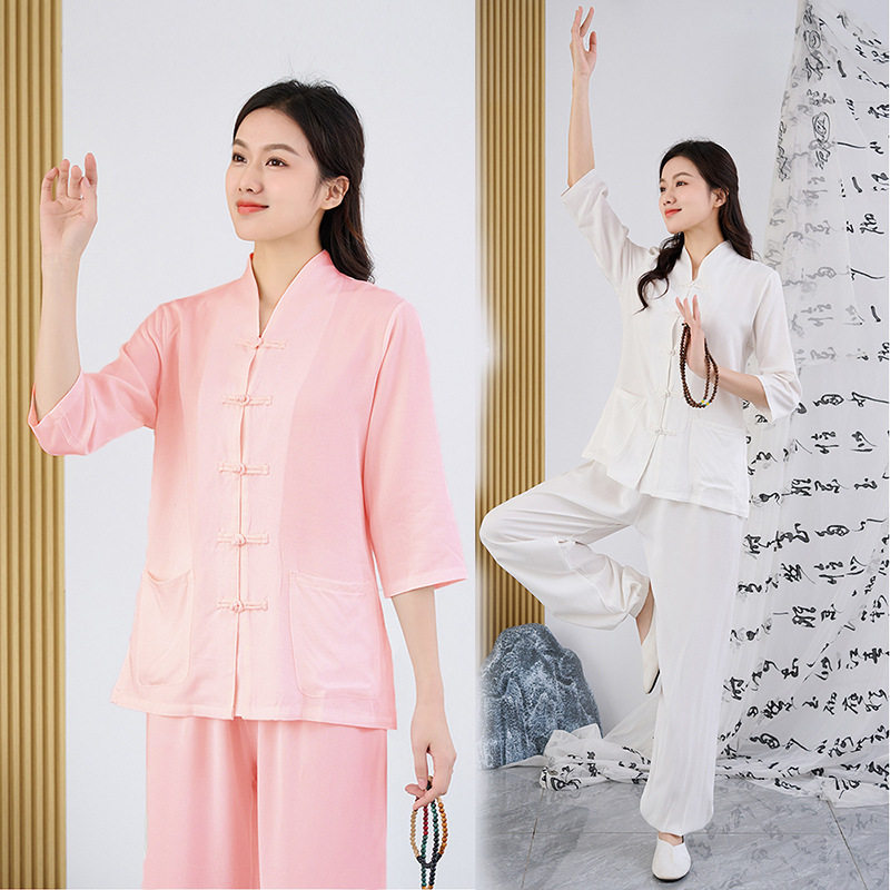 禅意茶府套装养生馆工作服中式