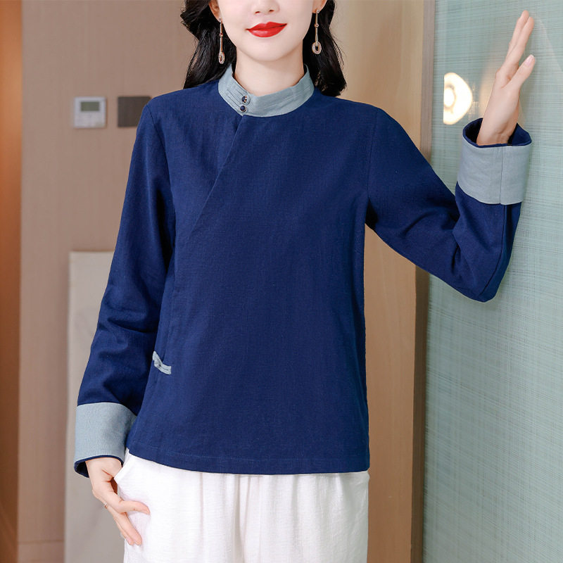 秋冬纯色禅服棉麻唐装女中禅意