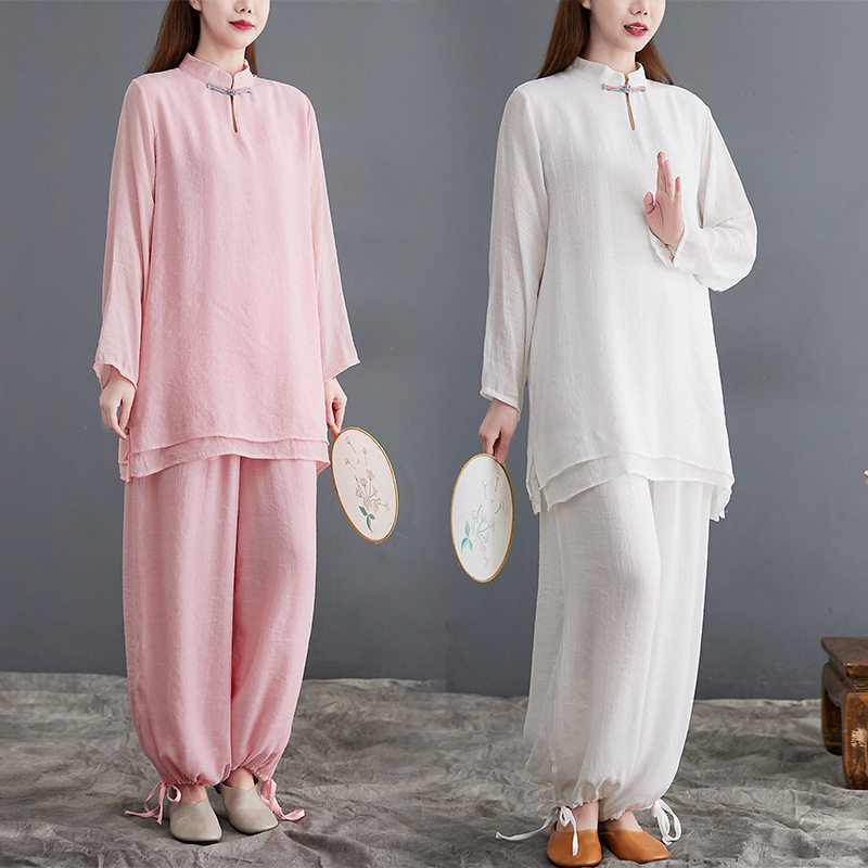 秋夏季居士服女佛系衣服禅意女装